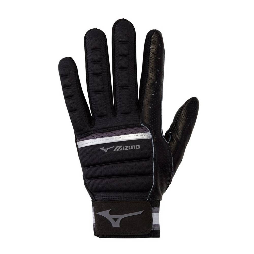 Panske Rukavice Mizuno B-130 Adult Baseball Batting Čierne/Siva Vypredaj AFQG40326